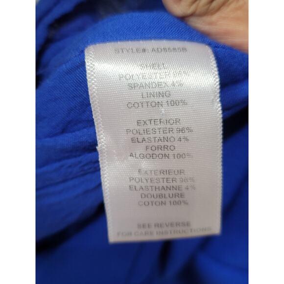 Aryn K Sleeveless Dress Women Medium Blue Fit Flare Ruffle Hem Cocktail Party - Picture 10 of 13